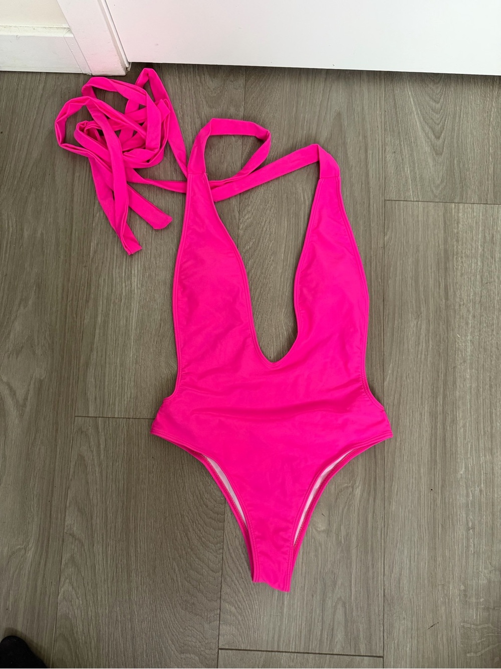 Women’s Deep V One-Piece Swimsuit - Pink